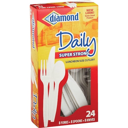 Diamond Heavy-Duty Plastic Cutlery Set 24-Piece 4142600048